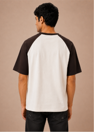 Dark Brown Oversized Raglan T-Shirt - Back on model
