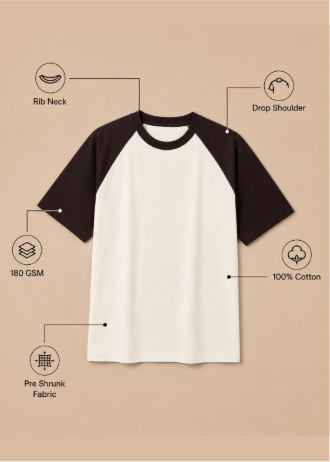 Dark Brown Oversized Raglan T-Shirt - Feature Infographic