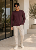 Maroon Full Sleeve T-Shirt - Front on model