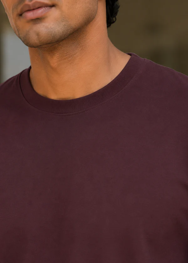 Maroon Full Sleeve T-Shirt - Neck detail