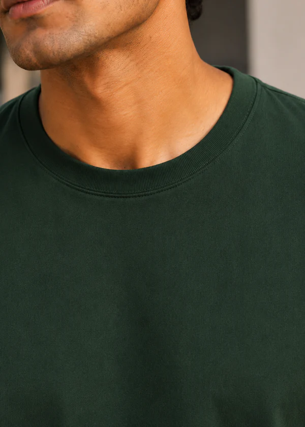 Bottle Green Full Sleeve T-Shirt - Neck detail