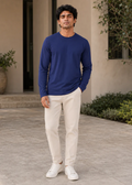 Royal Blue Full Sleeve T-Shirt - Front on model