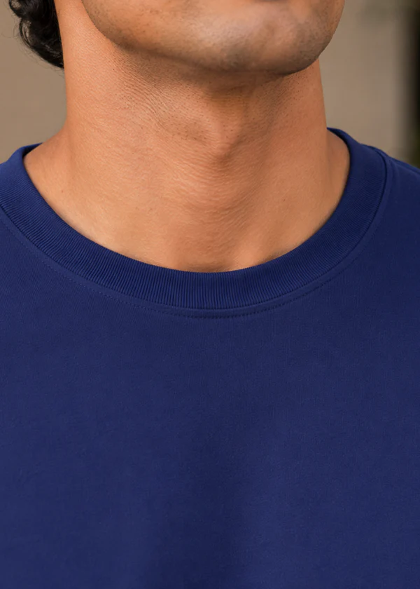 Royal Blue Full Sleeve T-Shirt - Neck detail close-up