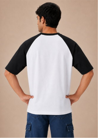 Black Oversized Raglan T-Shirt - Back on model