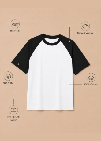 Black Oversized Raglan T-Shirt - Feature Infographic