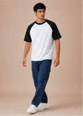 Black Oversized Raglan T-Shirt - Full length front on model