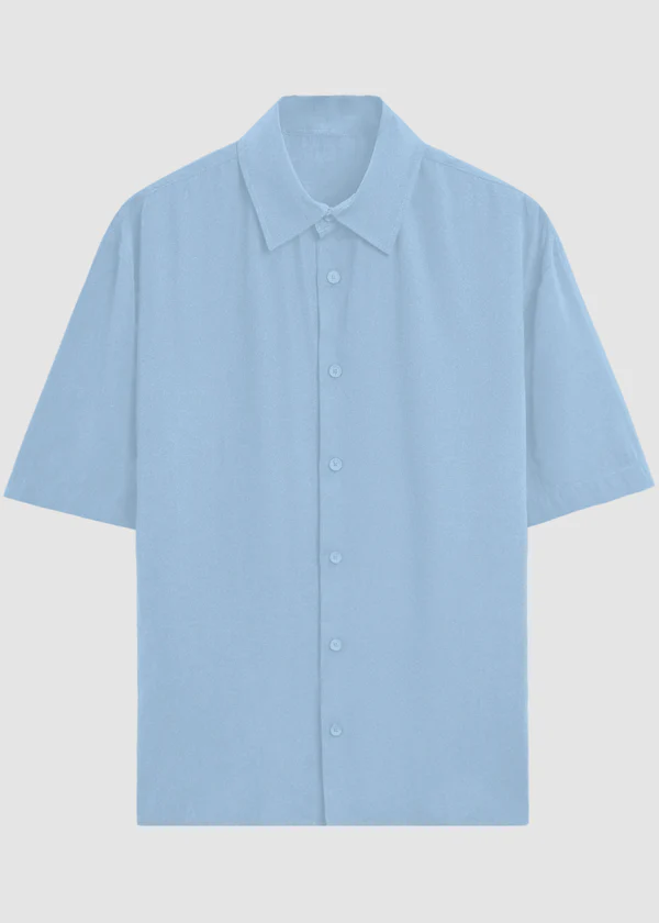 Baby Blue Oversized Shirt - Front flat lay