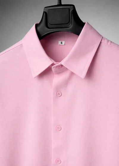 Light Pink Oversized Shirt - Collar detail on hanger