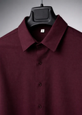 Maroon Oversized Shirt - Collar detail on hanger