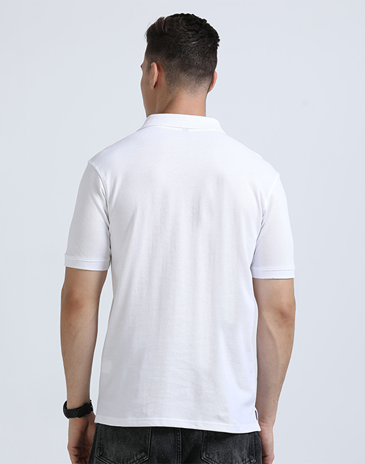 White Premium Polo T-Shirt - Back View