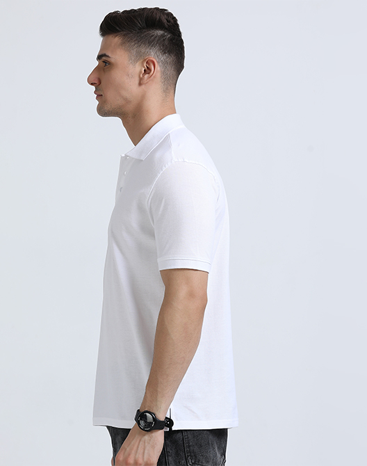 White Premium Polo T-Shirt - Left Side View