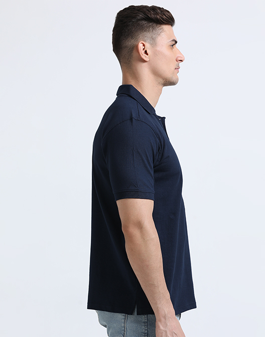 Navy Blue Premium Polo T-Shirt - Right Side View
