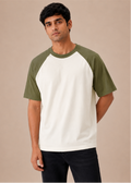 Olive Green Oversized Raglan T-Shirt - Front on model