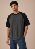 Charcoal Oversized Raglan T-Shirt - Front on model