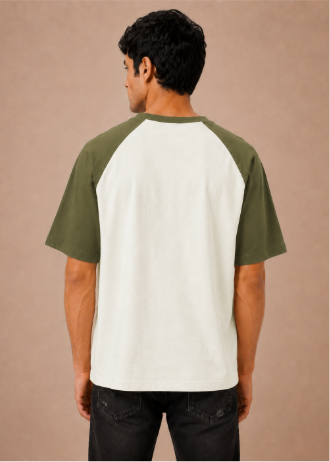 Olive Green Oversized Raglan T-Shirt - Back on model