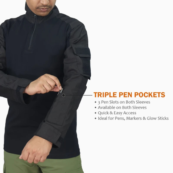 Black Tactical Combat Shirt - Detail View 3