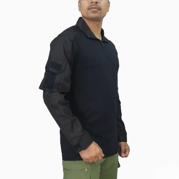 Black Tactical Combat Shirt - Front View