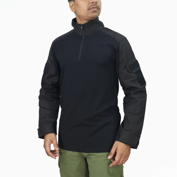 Black Tactical Combat Shirt - Side View