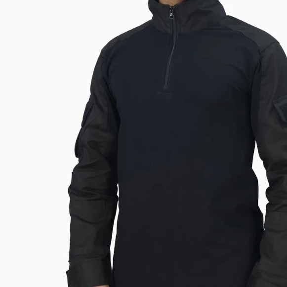 Black Tactical Combat Shirt - Detail View