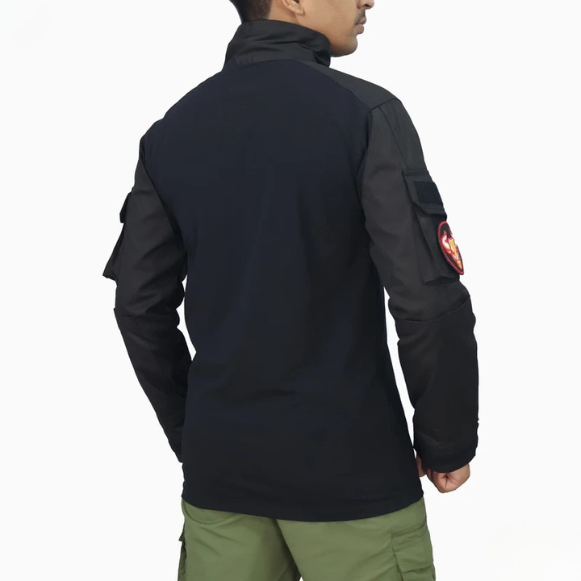 Black Tactical Combat Shirt - Spacious Utility Pocket