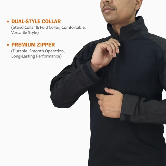 Black Tactical Combat Shirt - Detail View 4