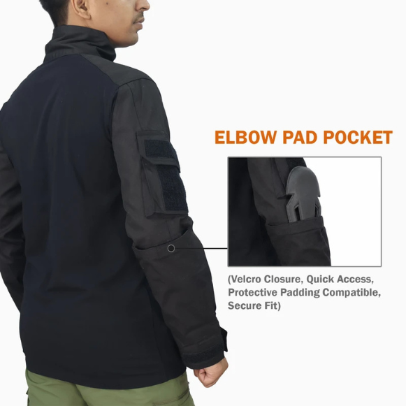 Black Tactical Combat Shirt - Triple Pen Pockets