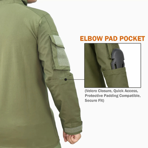 Olive Green Tactical Combat Shirt - Triple Pen Pockets