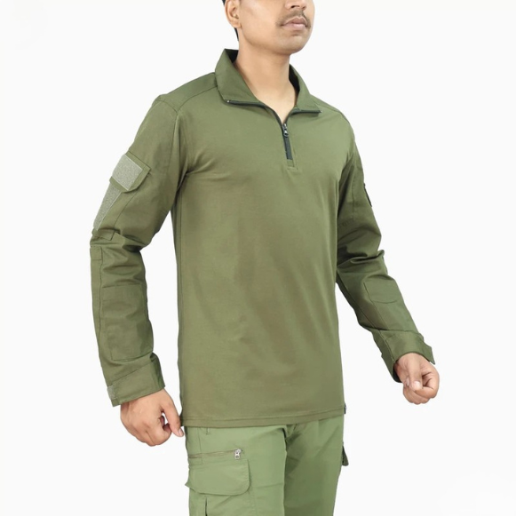 Olive Green Tactical Combat Shirt - Fabric Detail
