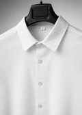 White Oversized Shirt - Collar detail on hanger