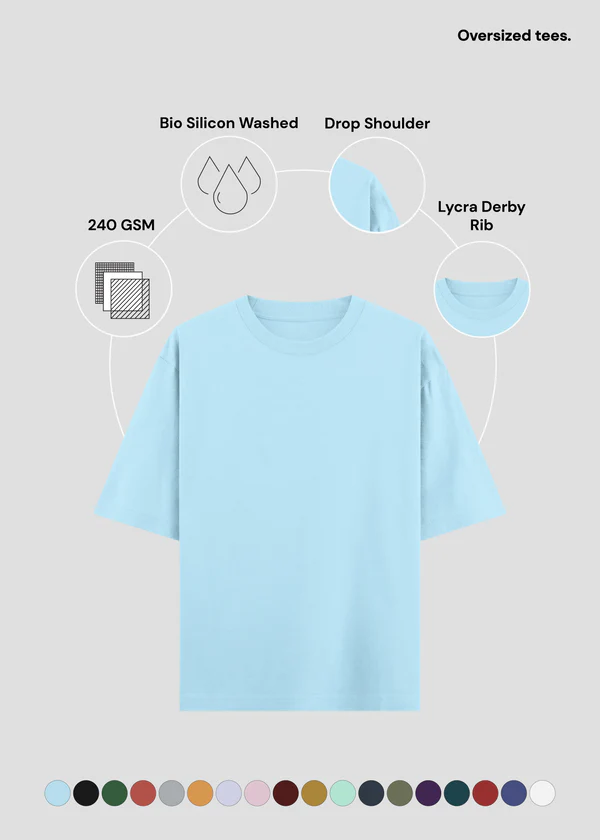 Baby Blue Oversized T-Shirt - Feature Infographic