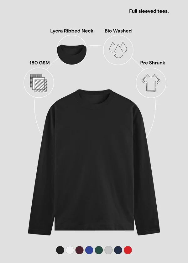 Black Full Sleeve T-Shirt - Feature Infographic