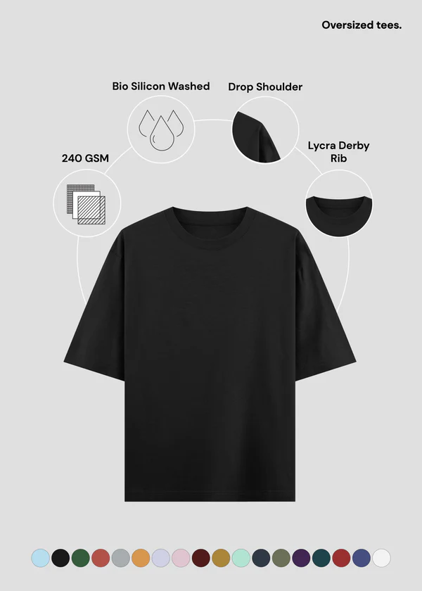 Black Oversized T-Shirt - Feature Infographic