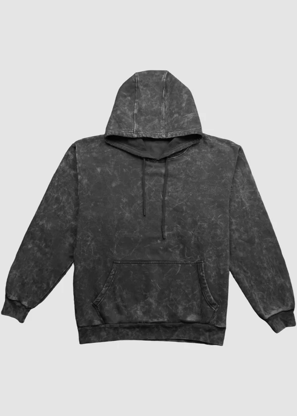 Acid Wash Hoodie - Black