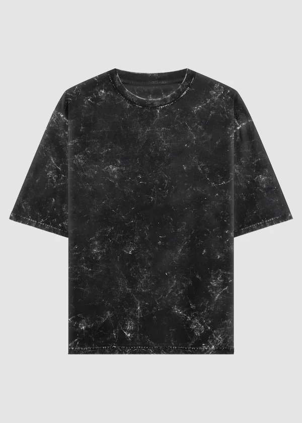 Dark Olive Acid Wash Oversized T-Shirt - Front View