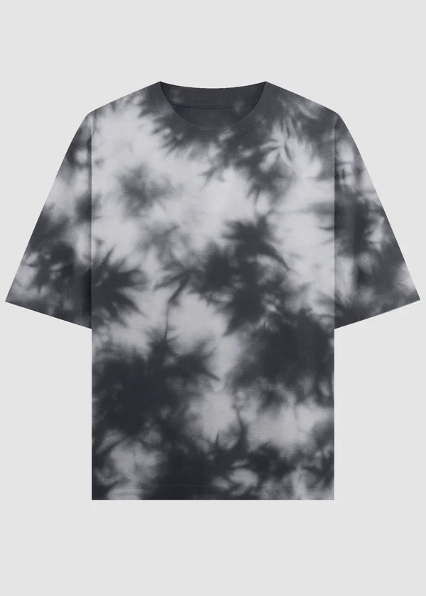 Black White Tie Dye Oversized T-Shirt - Front View