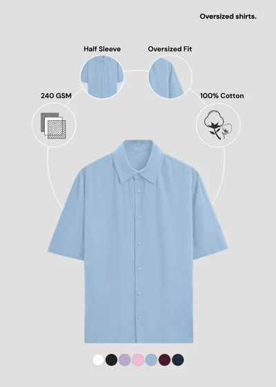 Baby Blue Oversized Shirt - Feature Infographic