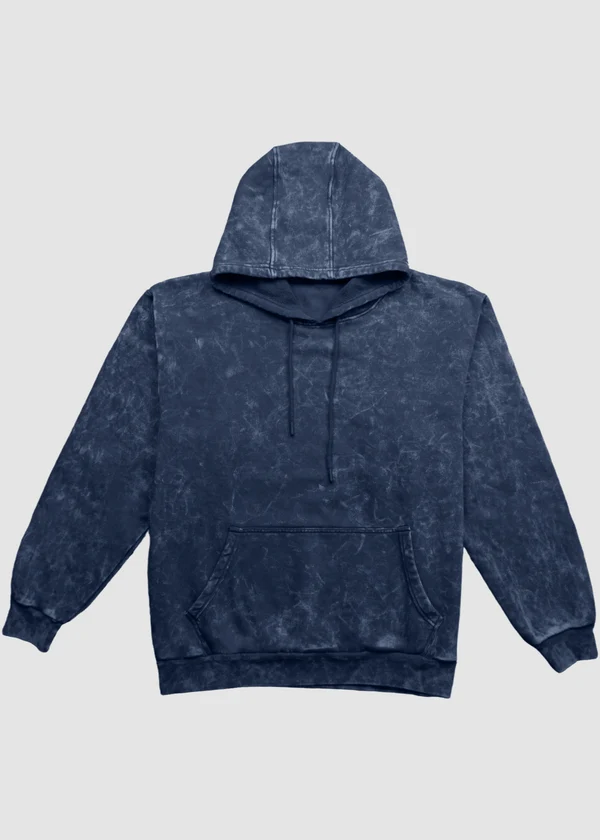 Acid Wash Hoodie - Navy Blue