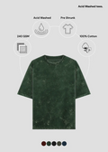 Bottle Green Acid Wash Oversized T-Shirt - Feature Infographic
