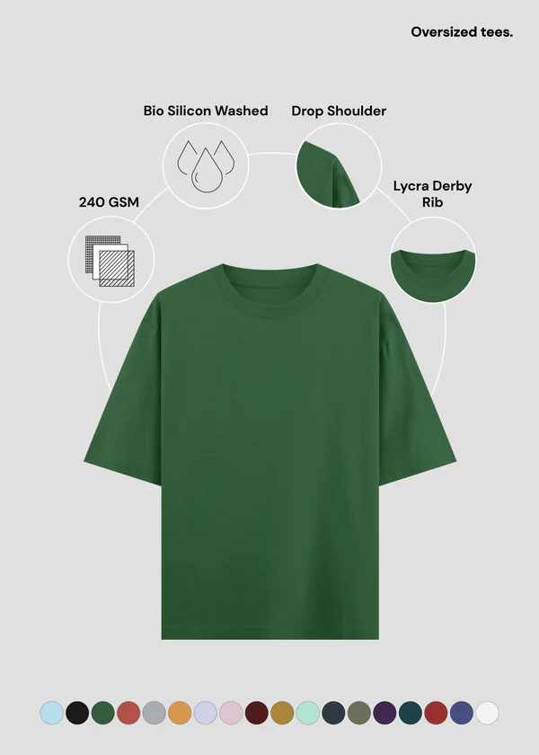 Bottle Green Oversized T-Shirt - Feature Infographic