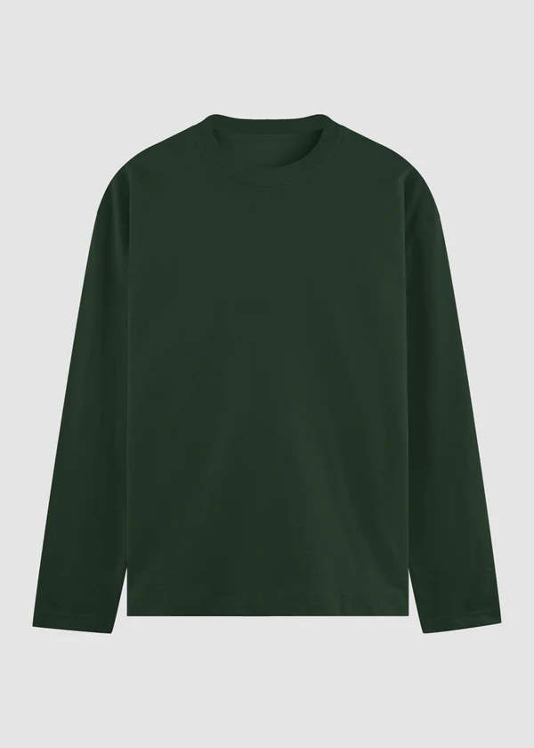 Bottle Green Full Sleeve T-Shirt - Flat lay front