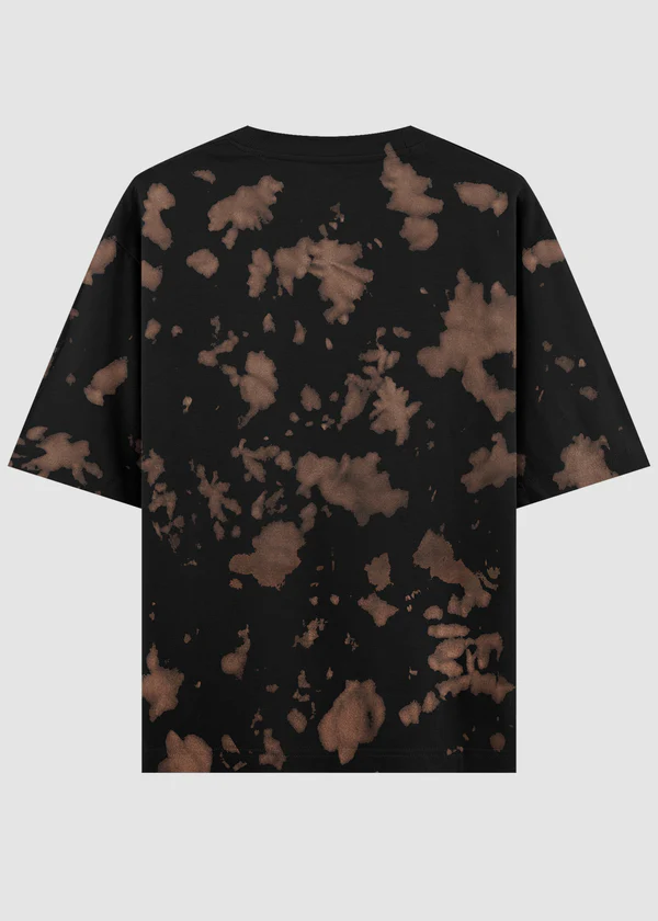 Black Brown Tie Dye Oversized T-Shirt - Back View