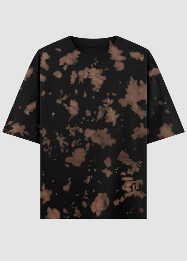 Black Brown Tie Dye Oversized T-Shirt - Front View