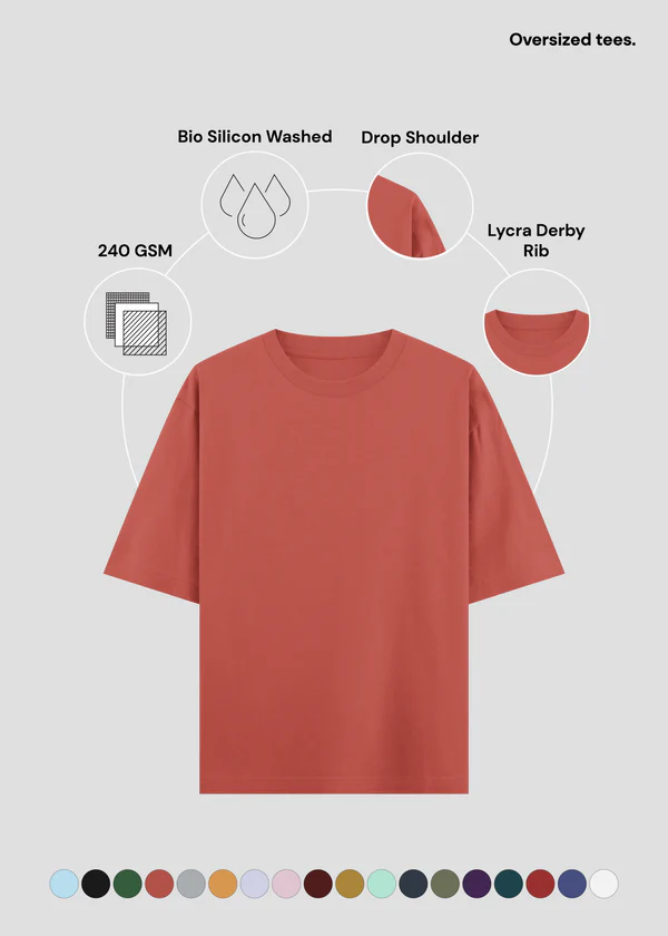 Coral Oversized T-Shirt - Feature Infographic