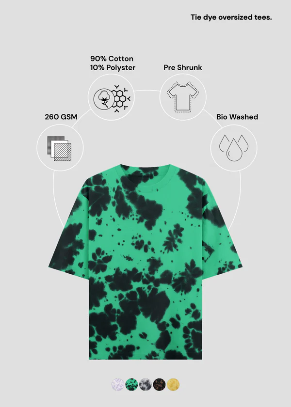 Teal Green Tie Dye Oversized T-Shirt - Feature Infographic