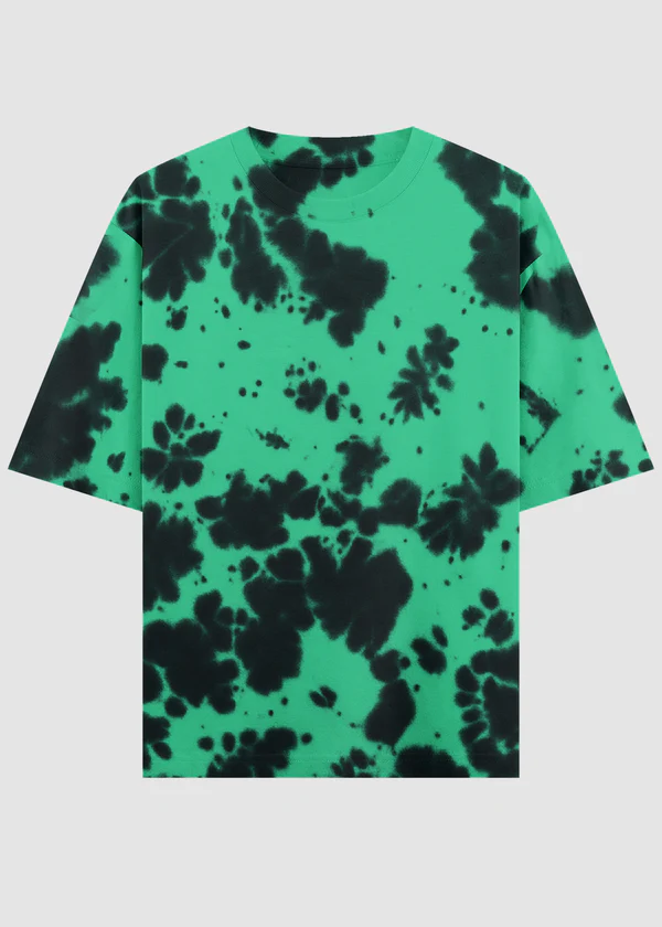 Teal Green Tie Dye Oversized T-Shirt - Front View