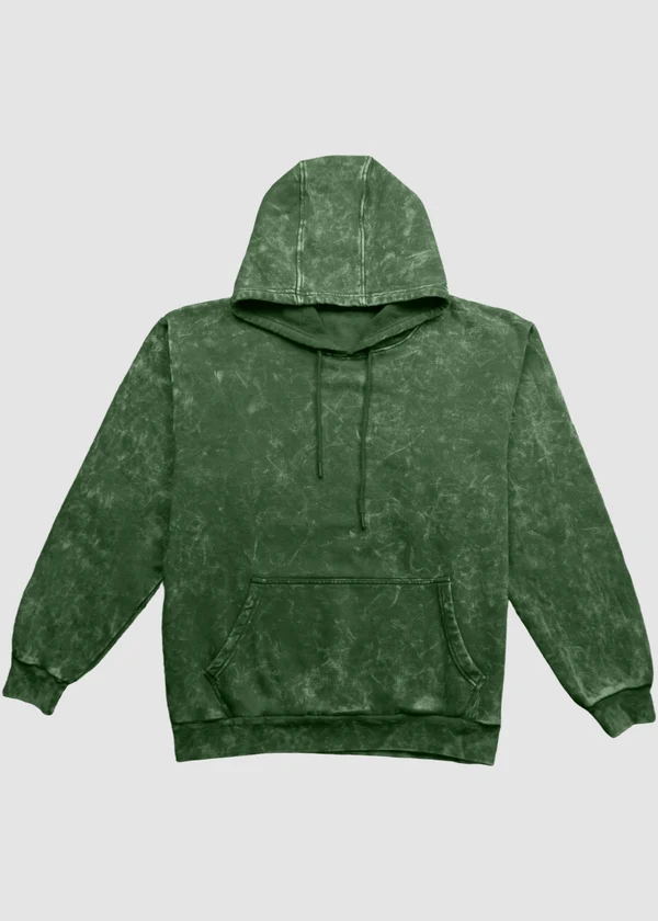Acid Wash Hoodie - Bottle Green