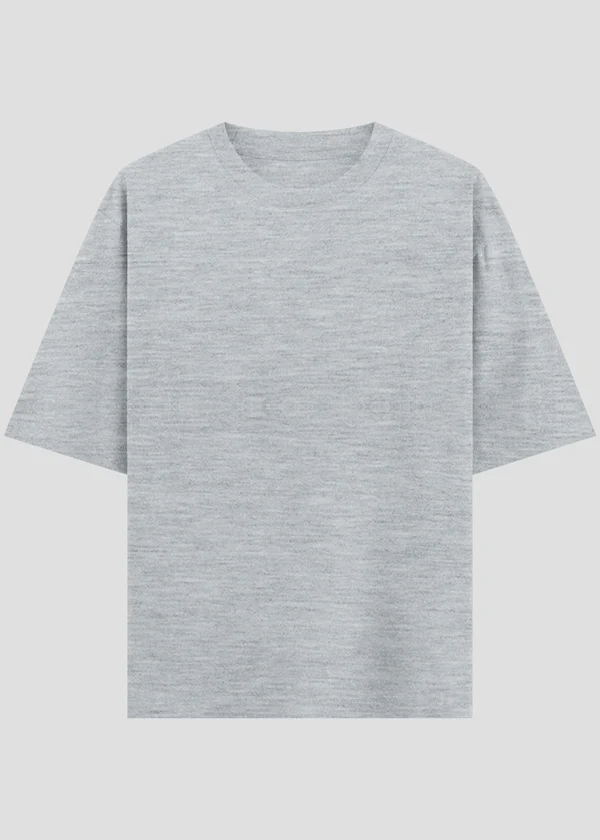 Grey Melange Oversized T-Shirt - Front View