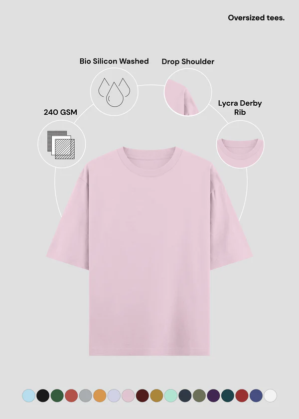 Light Pink Oversized T-Shirt - Feature Infographic
