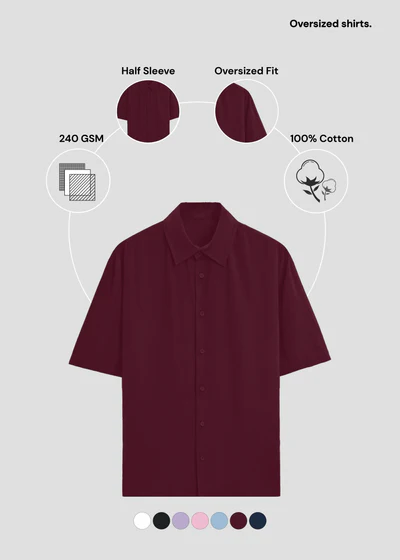Maroon Oversized Shirt - Feature Infographic