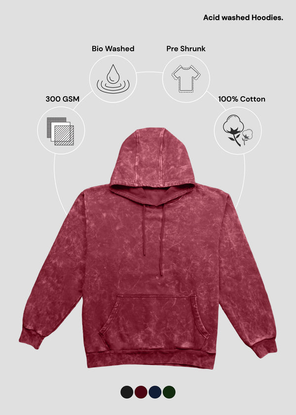 Acid Wash Hoodie - Maroon